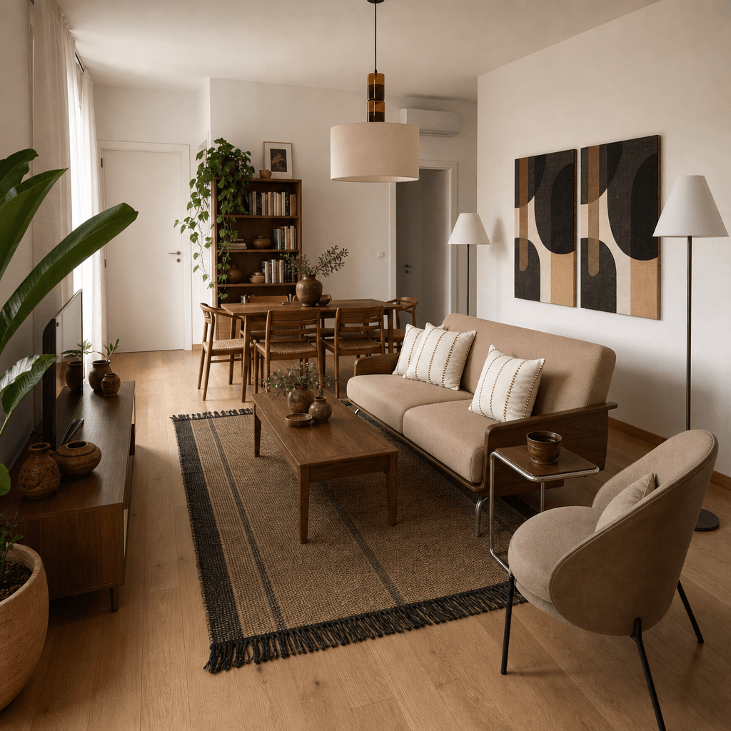 Same living room restyled in Rio de Janeiro style by MoveIn